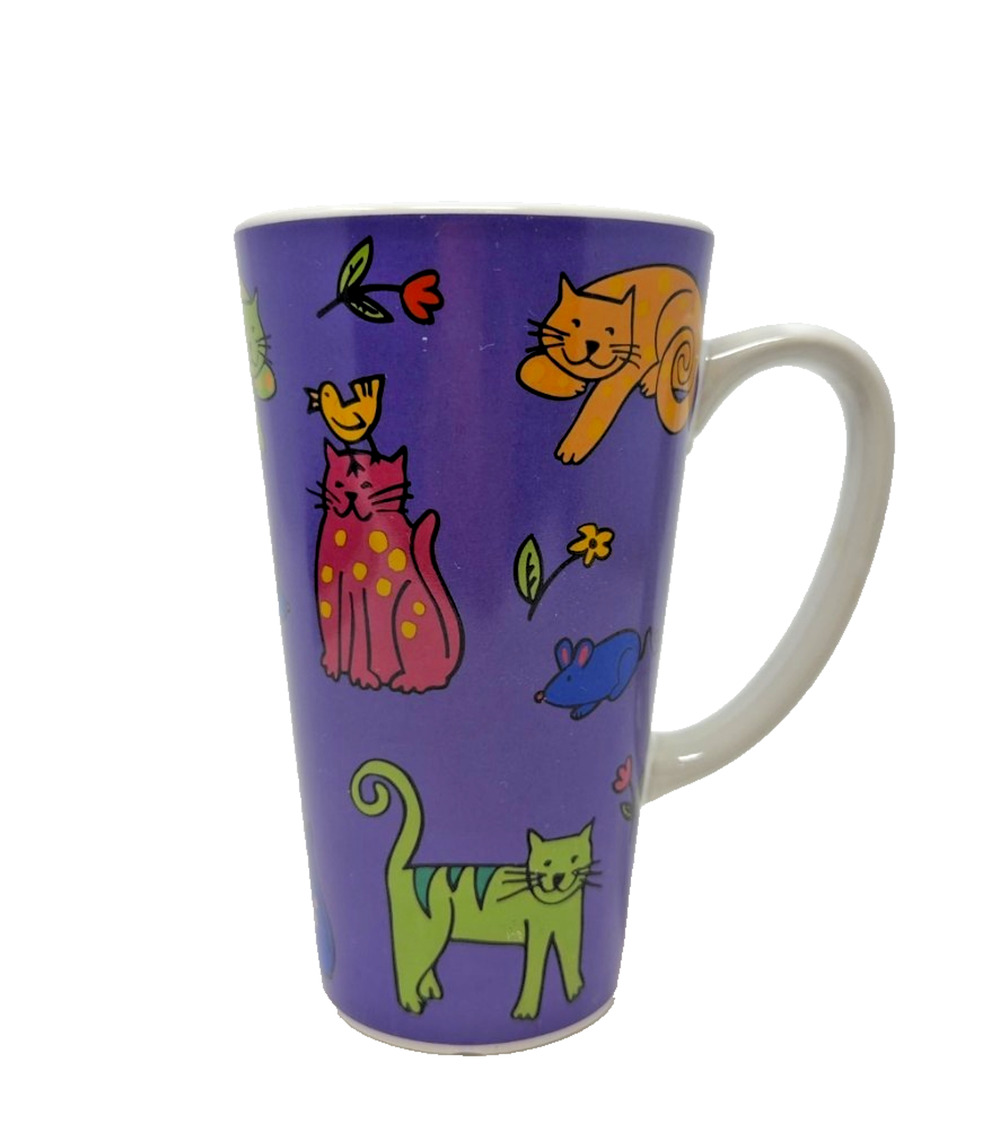 Vintage Signature Housewares Riviera Van Beers Cat Print Tall Latte Mug 5.75in